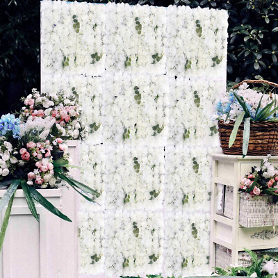 12Pcs Flower Panel Artificial Flower Wall Panel White Flower Backdrop Wall Decor