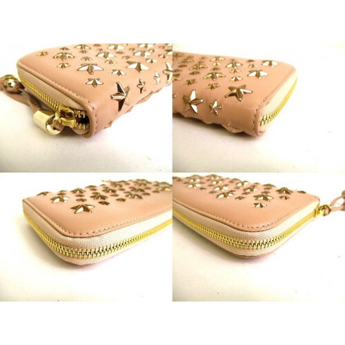 めろん 未使用 JIMMY CHOO FILIPA JIMMY CHOO FILIPA Zip-Around Leather Long Wallet with Star Studs