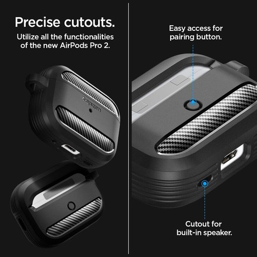 For Apple AirPods Pro 2 Case SPIGEN Rugged Armor Ultra Slim Fit Soft TPU Cover - Picture 7 of 22