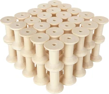40PCS Wooden Spools for Crafts, Unfinished Empty Thread Spool, Wooden Ribbon Spo