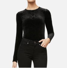 GOOD AMERICAN Womens Velvet Snake Print Bodysuit