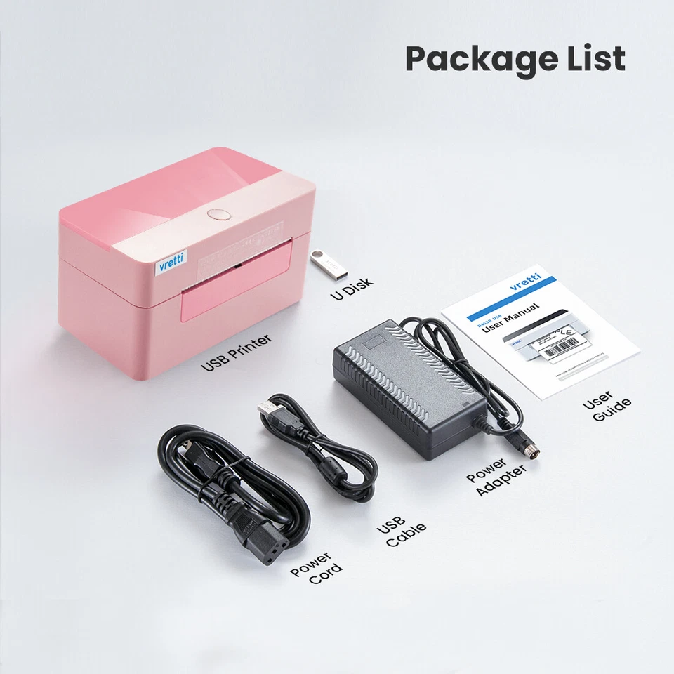 VRETTI Bluetooth Thermal Shipping Label Printer 4x6 EBAY MERCARI POSHMARK Pink - Image 3 of 4