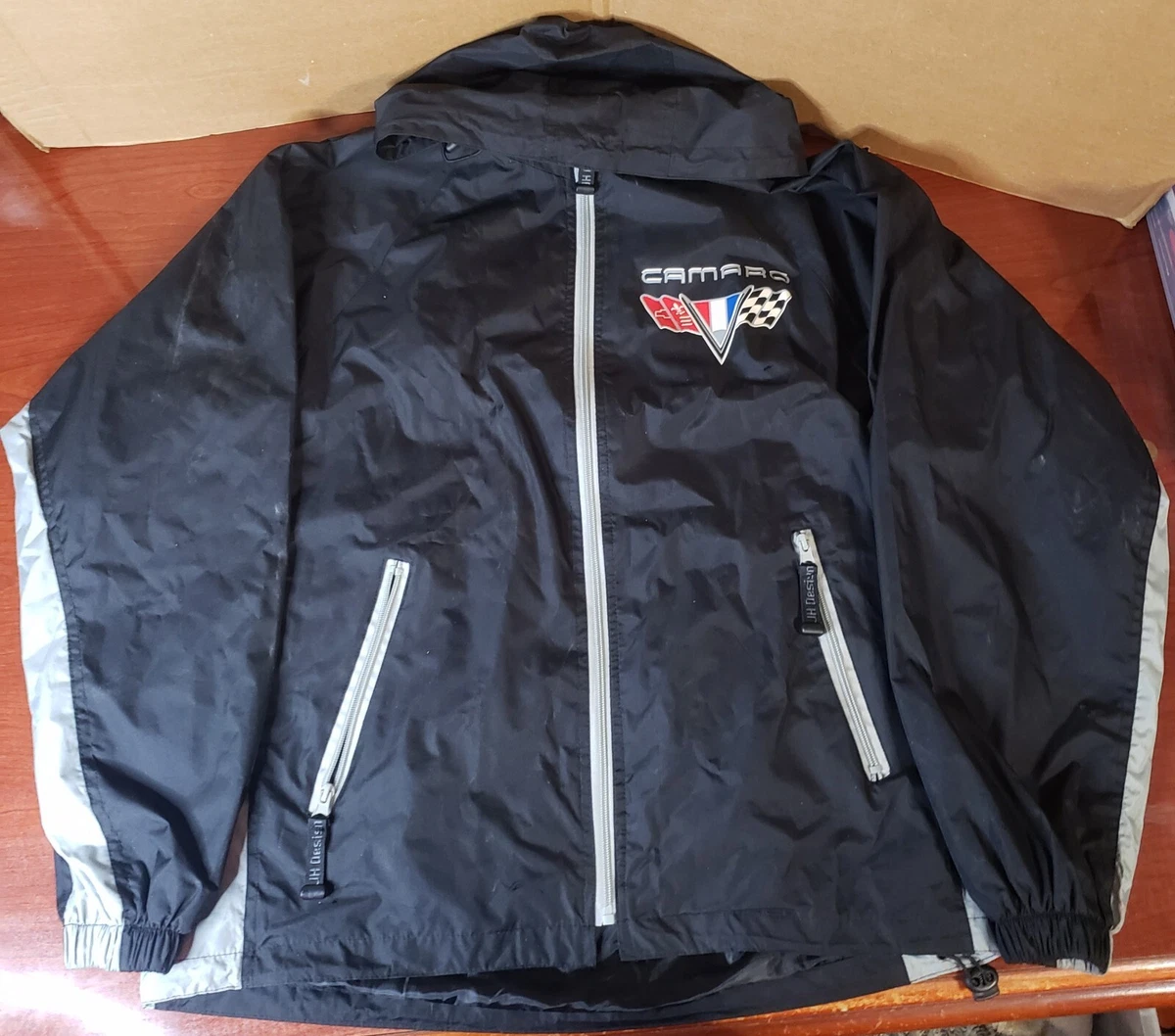 Camaro Racing Printed Logo Hooded Black Jacket By GM JH Design