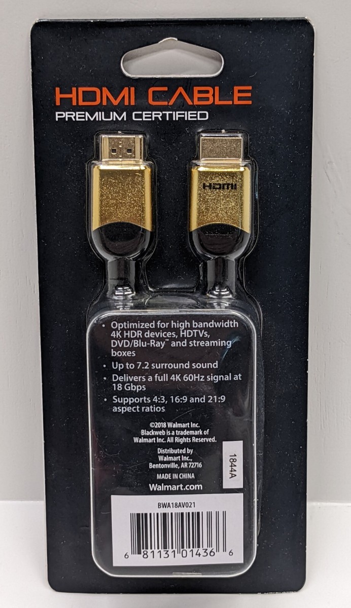 Blackweb 6FT Premium Certified HDMI Cable 4K 60Hz Signal at 18Gbps New