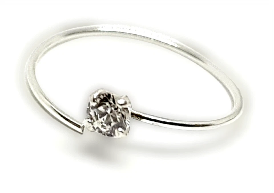 Anello naso 10 mm zirconi 2 mm cerchio pietra preziosa 22 g (0,6 mm) argento ... - Immagine 4 di 4