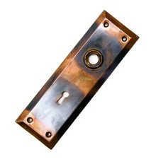 One Antique Vintage Victorian Japanned Backplate Door Plate Reclaimed Salvage