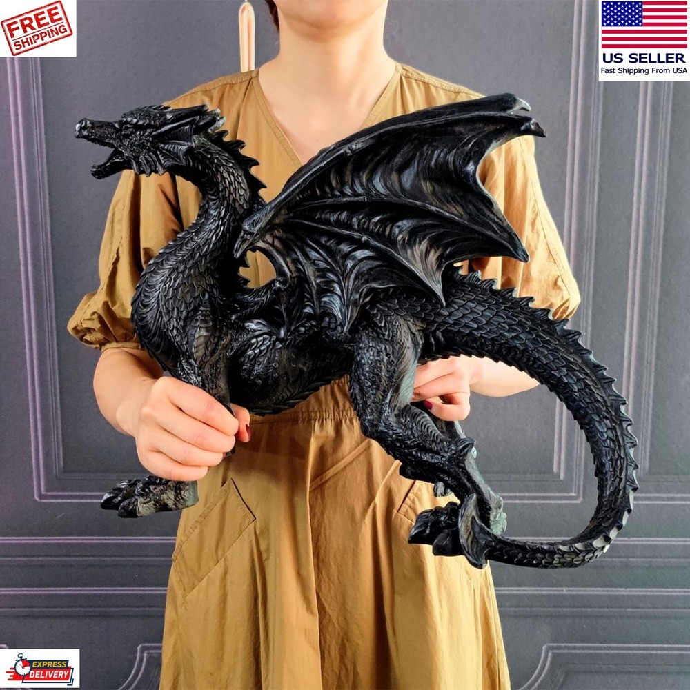 Large Dragon Winged sculpture Table Decor Figurine Statue Mythic Roaring Huge US