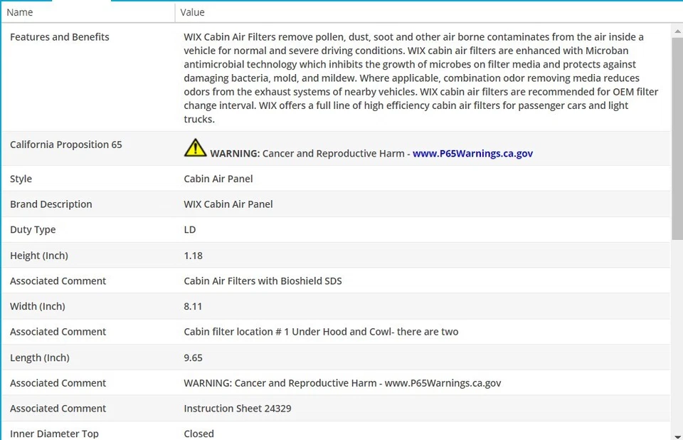 Воздушный фильтр салона WIX для BMW 640I GRAN COUPE 2013-2019 L6-3,0 л - Изображение 3 из 4