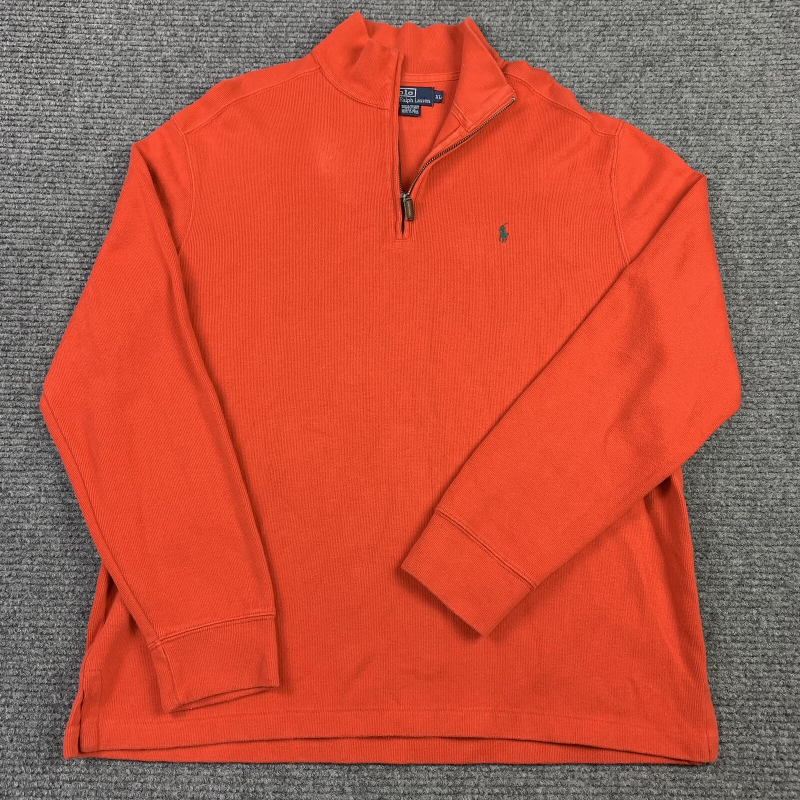 Maglione Vintage Polo Ralph Lauren 1 4 Zip Uomo XL Ricamato Verde Pony Made USA