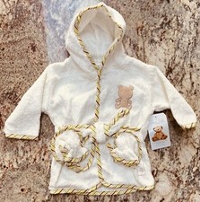 Rene Rofe Baby Bathrobe Newborn to 9 month Teddybear Cotton beige creme booties
