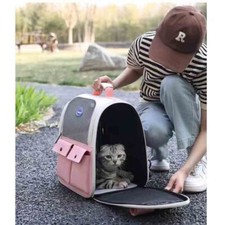 Cat Carrier Pet Carrying Bag Adjustable Backpack Strap Foldable Solid Cats Bags