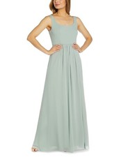 Adrianna Papell Square-Neck Gown - Frosted Sage