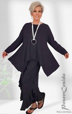 LAGENLOOK Überwurf Tunika Long-Shirt schwarz 44 46 48 50 52 54 56 58 XL-XXL-XXXL