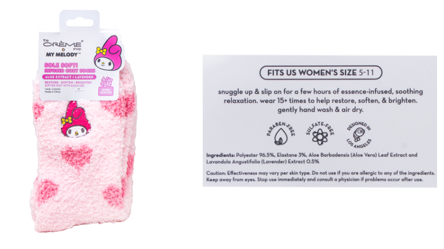 SAOLA THE CREME SHOP x MY MELODY SOLE CALZE MORBIDE INF ACCOGLIENTI