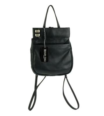 NWT Black RENATO ANGI Buttery Leather Shoulder Backpack Purse