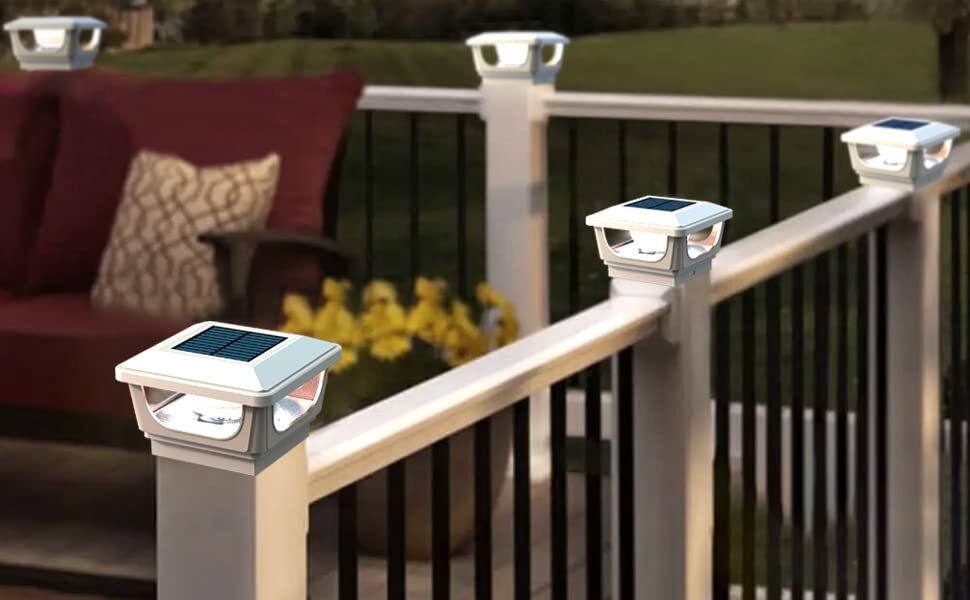Solar Post Cap Lights for 3x3, 4X4 Posts Fence Deck Lights with White