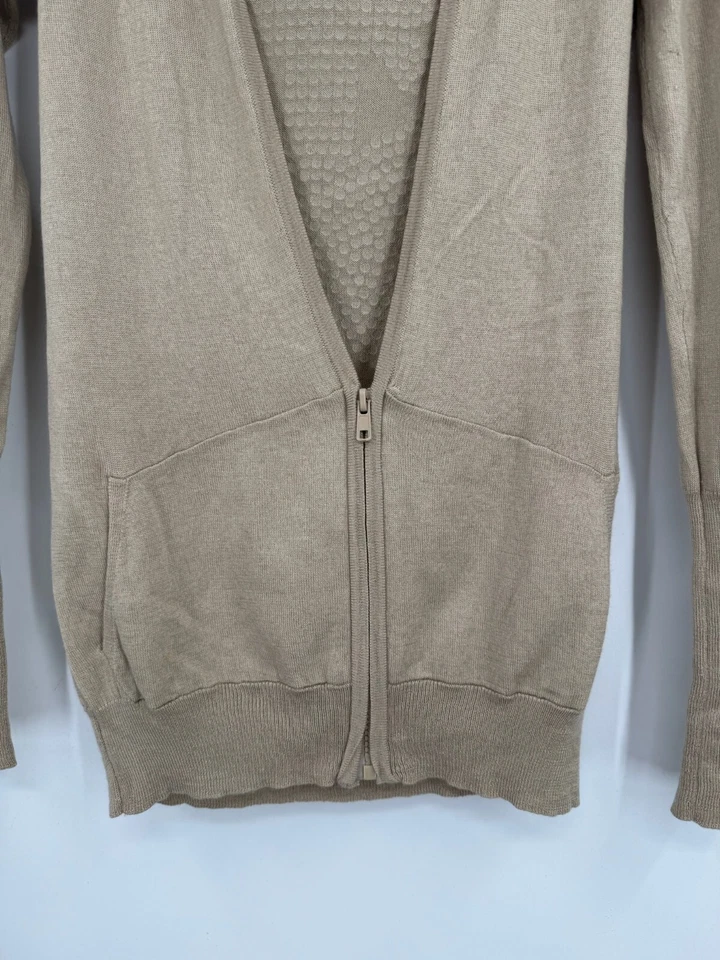 Cárdigan con Capucha Paula Thomas para TW Taupe Cashmere Seda Detalle Cuentas Talla M Foto 4 de 4