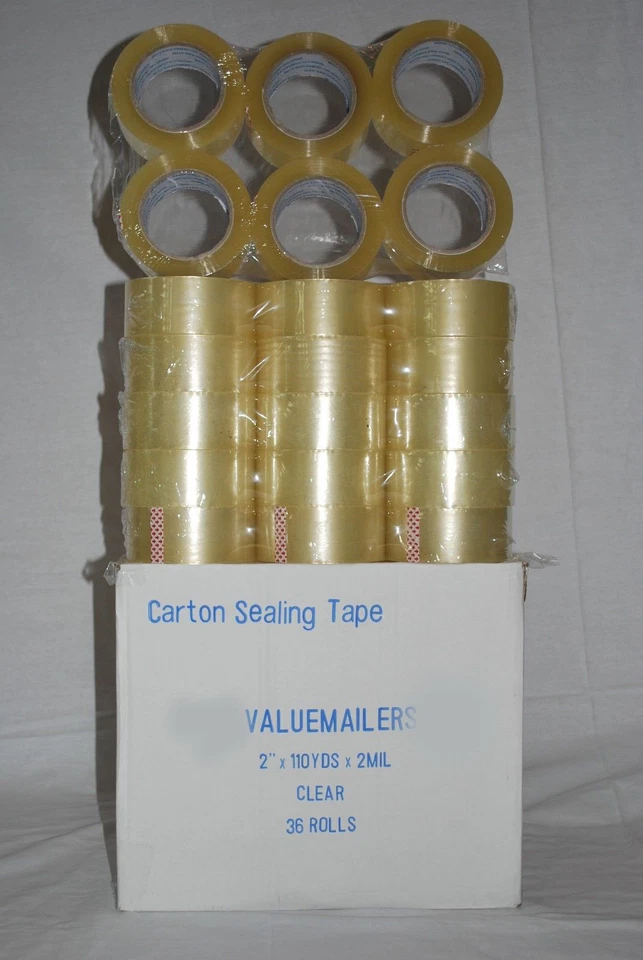 144 Rolls Clear 2ml Box Carton Sealing Tape 2x110 Yards 2" x 110 Yards Per Roll