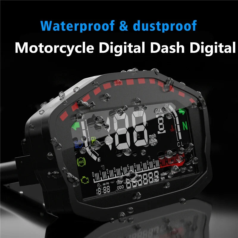 Digital Dash Digital Panel LED LCD Speedometer Odometer For 1 2 4 Cylinders Moto - Image 3 of 4