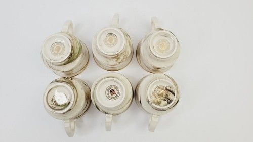 Juego de 6 tazas de té Demi de oro de 24 quilates hechas a mano Grecia años 80 de colección 12 piezas verde beige - Imagen 8 de 14