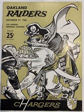 Programa de fútbol americano original 1960 Oakland Raiders Vs L.A. Chargers AFL, 1er (B200)
