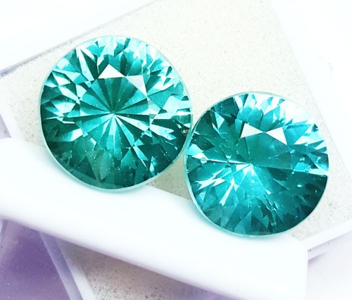 Natural Paraiba Tourmaline Round Diamond Cut Loose Gems Certified 8 to 10Ct Pair - Picture 6 of 11
