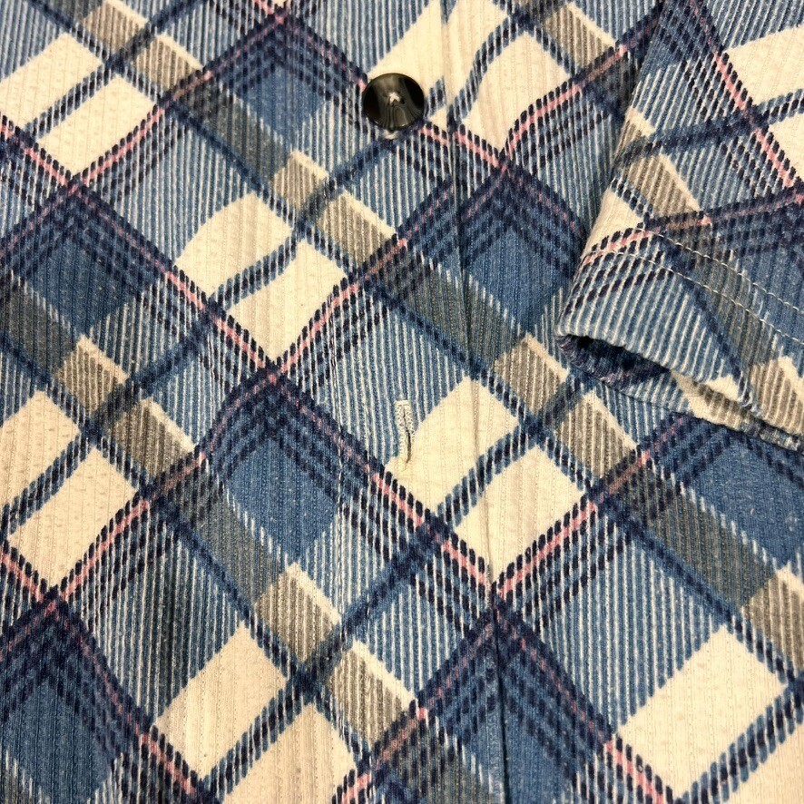 Basic Edition Button Down Plaid Shirt, Blue, Whit… - image 2