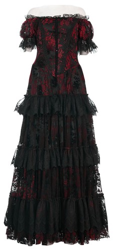 Punk Rave Damen Kleid schwarz Gothic Vintage wunderschön Spitze lang viktorianisch Print - Bild 27 von 29