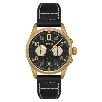 Lock Chronograph Black / Leather | Black Dial Wristwatch AV-4089-07