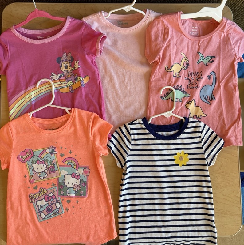 Lot Of 5 Little Kid Girl's Size 5T Short Sleeve T-Shirts - Carter’s, EpicThreads