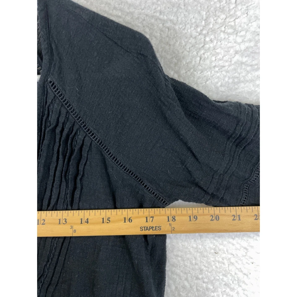 Mini Vestido Veronica Barba Volantes en Niveles Mujer S Negro Algodón Botón Borla Frontal Foto 3 de 4