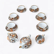 Russian Imperial Lomonosov LFZ Tulip "Golden Autumn" Tea Set 21pc 1970s USSR