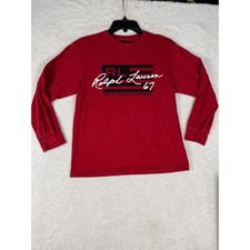 Polo Jeans Co Ralph Lauren Shirt Kids M Red y2k Long Sleeve Graphic Tee RL 67