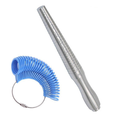 *UK GRÖßEN!* BRITISH BLUE FINGER SIZER & METALLRING DORN MESSGERÄT STICK WERKZEUG