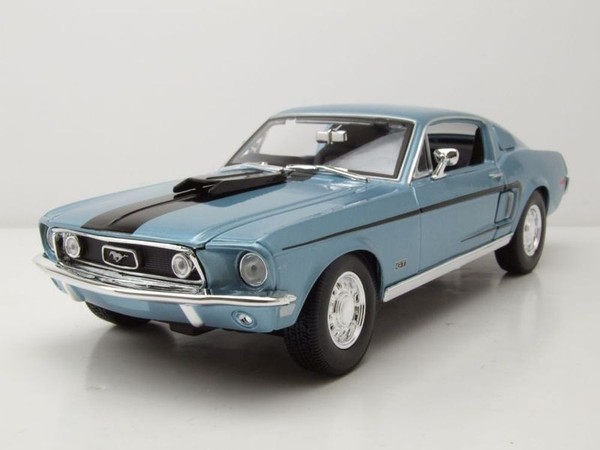 Ford Mustang Gt Cobra Jet Fastback 1968 Blau Metallic Modellauto 1:18 Maisto-image