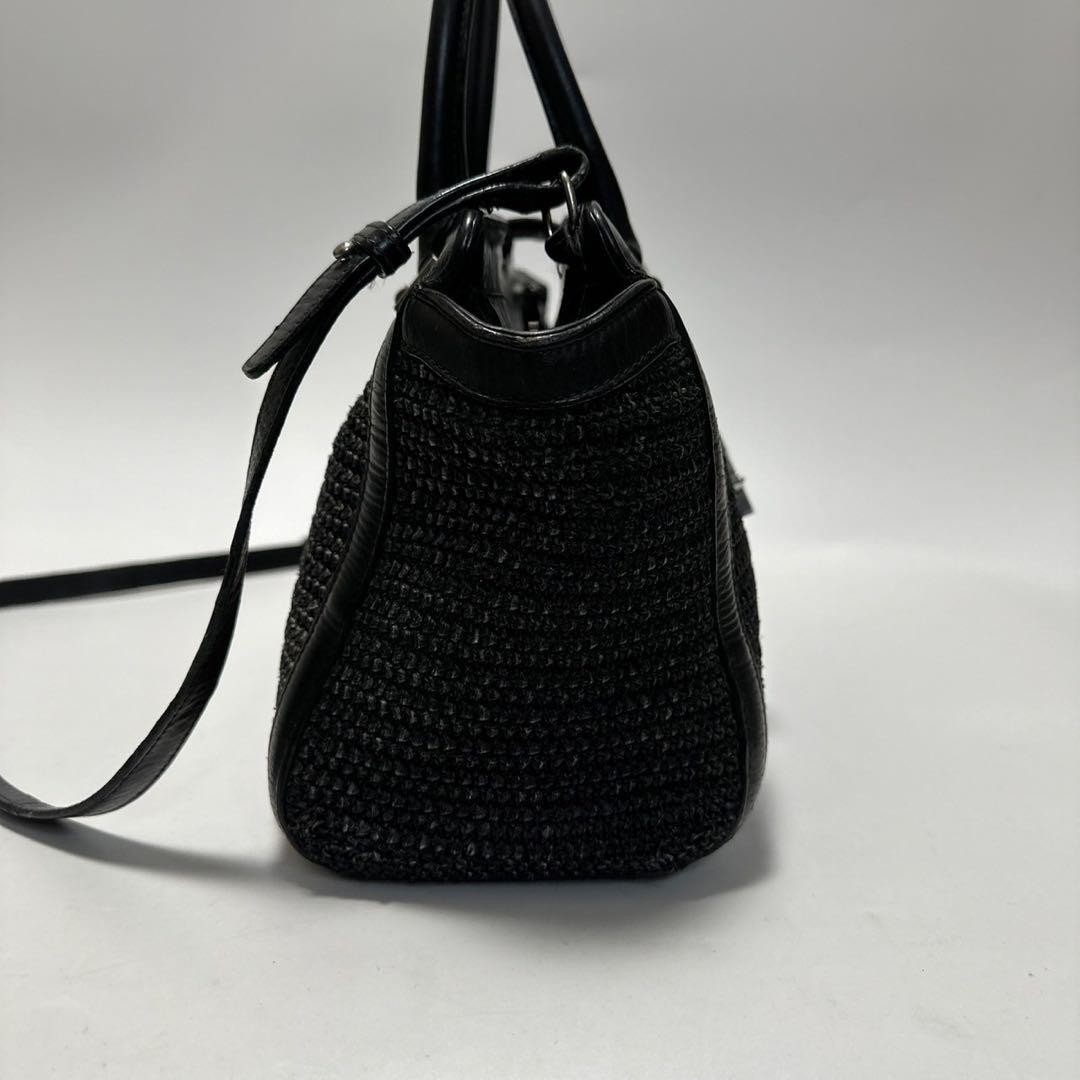 Borsa a tracolla Saint Laurent Black Raffia Baby Down Town Cabas a 2 vie di d...