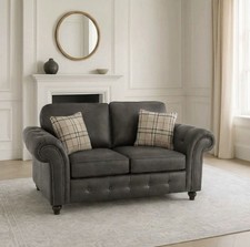 Modulux | Oakland 2 Seater Faux Leather Sofa Charcoal Grey