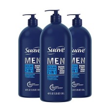 Suave Men Shampoo and Conditioner 2 in 1 Ocean Charge Refreshing, Cleanse and