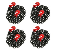 (4 Pack) G80 Alloy Tow & Binder Lashing Chain 1/2" x 10',  12,000 lbs WLL