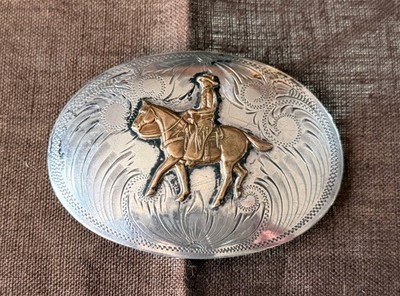 Vintage Comstock Sterling silver Belt buckle with rider 