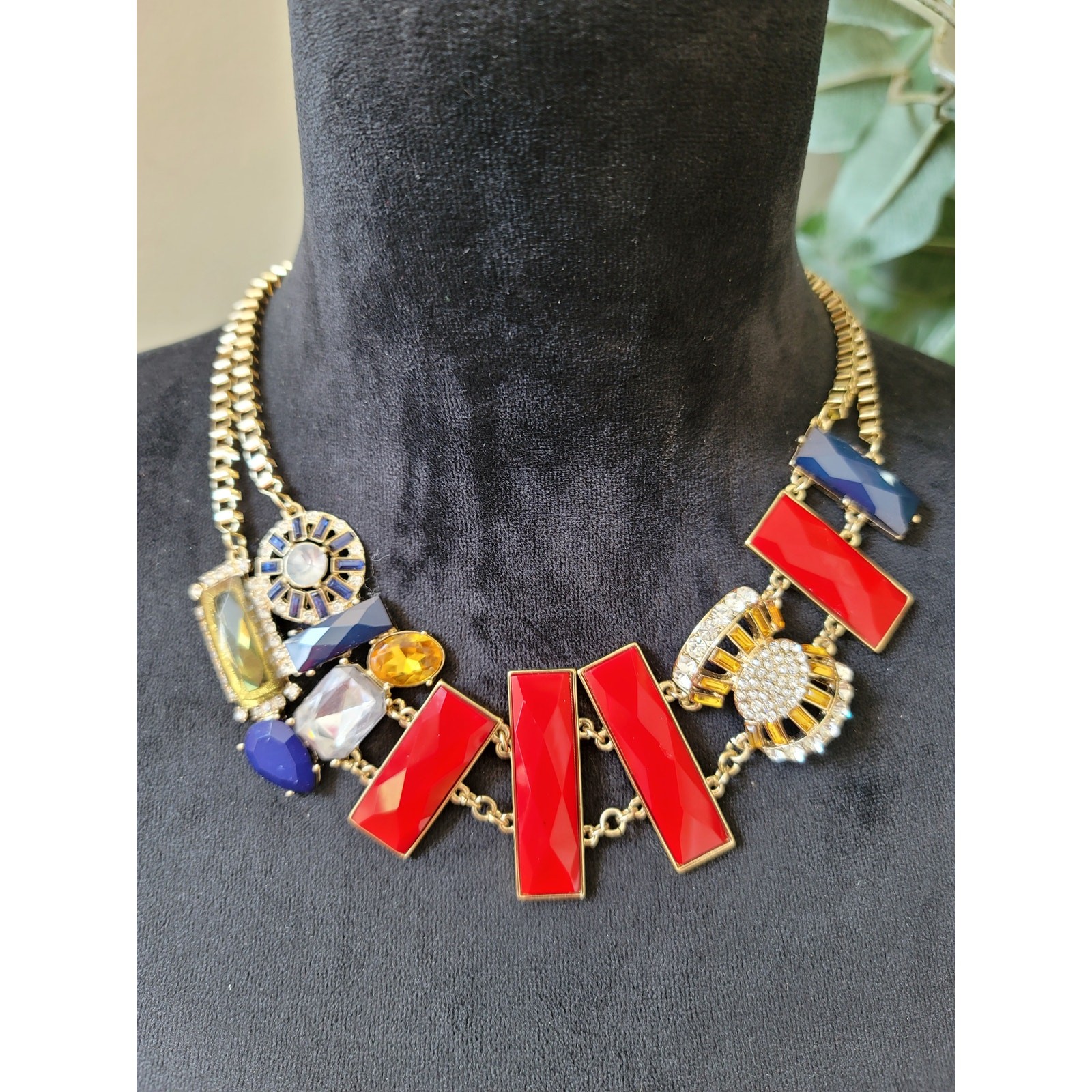 Women's Statement Multicolor Gemstone Necklace Wi… - image 2