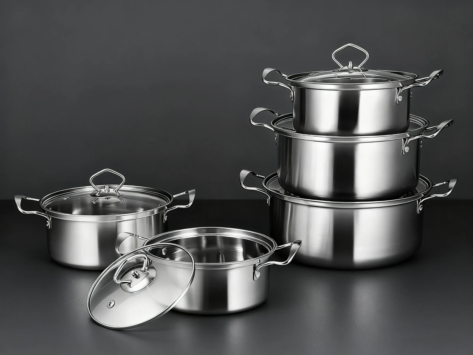 15-Piece Stainless Steel Cookware Set Non-Stick Pots Pans Skillet Wok Stew Pot