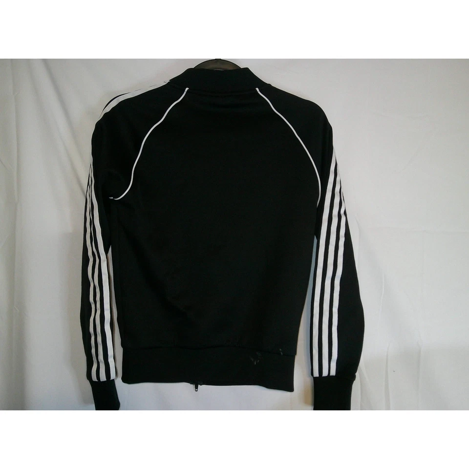 Vintage Adidas Track Jacket Black White Full Zip Classic 3 Stripe Trefoil Womens - Image 2 of 4