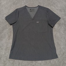 FIGS Technical Collection Womens Medium Gray V-Neck Scrub Top Casma Style EUC