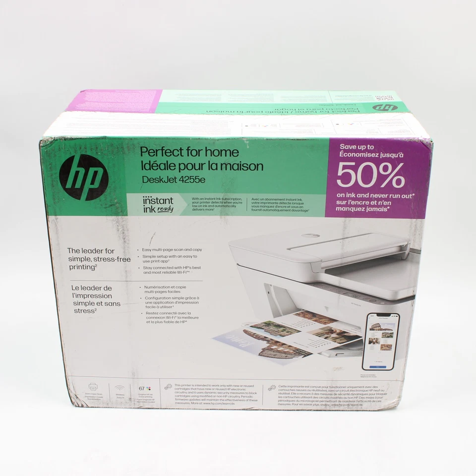 HP DeskJet 4255e Wireless All-In-One Printer In White 588S6A#B1H - Image 4 of 4