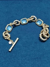 Julie Vos Blue Gold Marbella Iridescent Crystal Bracelet
