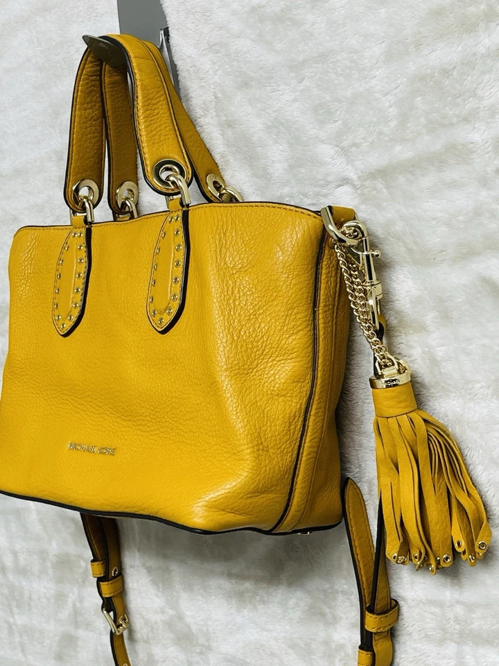 Michael Kors Brooklyn Cartera Bolso de Mano Cartera Bandolera/Bolso de Hombro Cuero Amarillo Foto 4 de 4