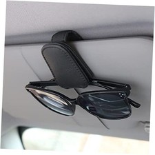 Packs Sunglasses Holders for Car Visor, Magnetic Leather Glasses 4 Black