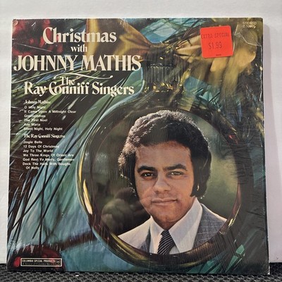 JOHNNY MATHIS / RAY CONNIFF SINGERS Vintage Christmas Record / Shrink / NM