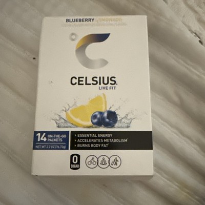 CELSIUS Blueberry Lemonade On the Go Powder Sticks 14 Count Essential Energy